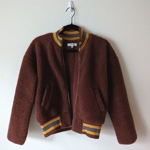 Madewell Varsity Bomber Jacket Sherpa